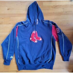 Majestic Boston Red Sox Hoodie Pullover Sweatshirt Blue MLB Embroidered Logo Med